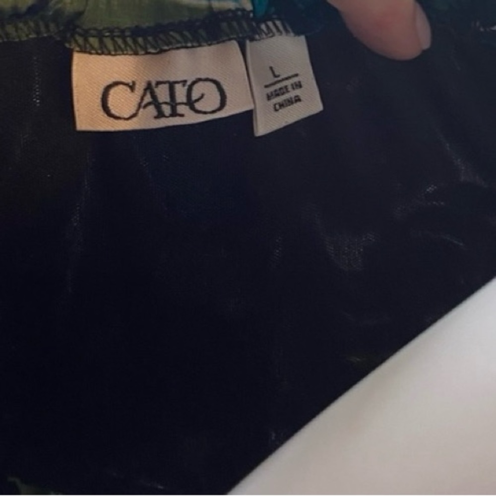 Cato Multi Colored Green Tropical Capped Sleeves … - image 3